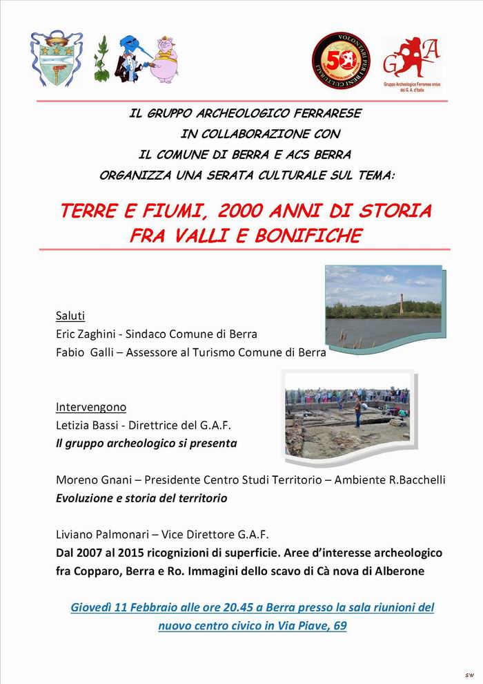 INCONTRO A BERRA TERRE E FIUMI, 2000 ANNI DI STORIA TRA VALLI E BONIFICHE - 11 FEBBRAIO 2016 -