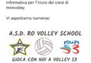 RO – ASD RO VOLLEY SCHOOL – RIUNIONE VENERDI’ 30 SETTEMBRE 2022 PER INFORMAZIONI SUI CORSI